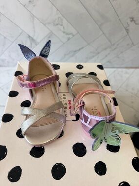 Sophia Webster Kids Metallic Silver & Pink Butterfly Strap Sandals